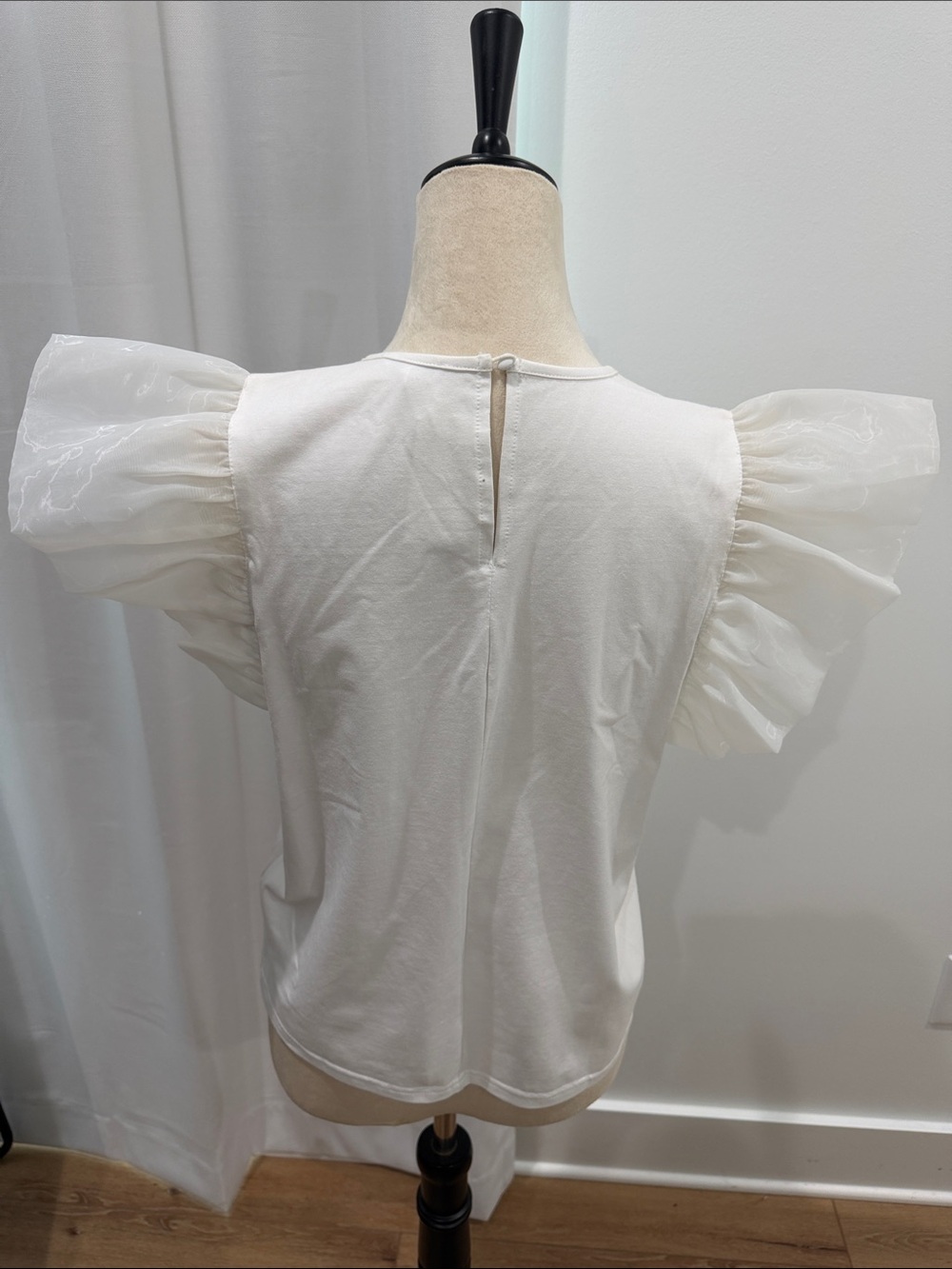 TCEC White Ruffle Sleeve Tee - Picture 3 of 3
